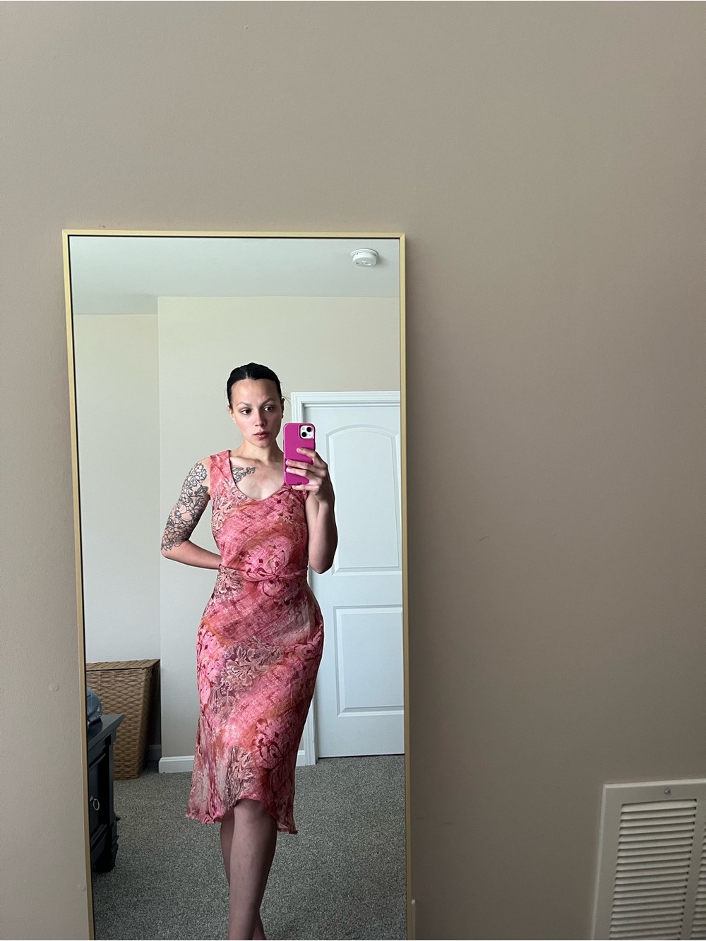 VTG Y2K K Studio Abstract Fairycore Whimsical Pink MIDI Dress